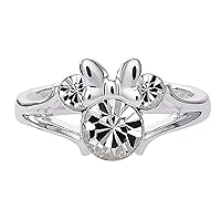 Minnie Mouse Girls Jewelry 1.20 Ct Round Cut White Diamond Mickey Mouse Ring 14k White Gold Plated 925 Silver