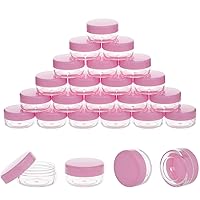 3 Gram Sample Containers with Lids, 50 Pieces Mini Cosmetic Containers, BPA Free Pink Sample Jars for Makeup, Lotion, Eye Shadow, Powder, and Lip Balms