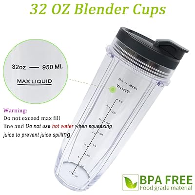 Blender Cups for Ninja, Blender Replacement Parts 24oz Cup with Sip & Seal  Lid for Nutri Ninja Auto IQ Series BL450 BL480 BL640 BL642 SS101 SS351, For