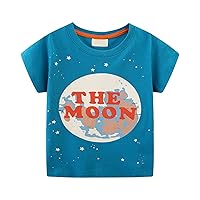 4t Top Boys Children's Luminous Short Sleeved T Shirt for Boys with Moon Motif Black Boys Size 5 Thermal Shirts