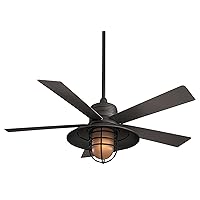 Minka-Aire F582L-ORB Rainman 54 Inch Outdoor Ceiling Fan with Integrated LED Caged Light in Oil Rubbed Bronze Finish