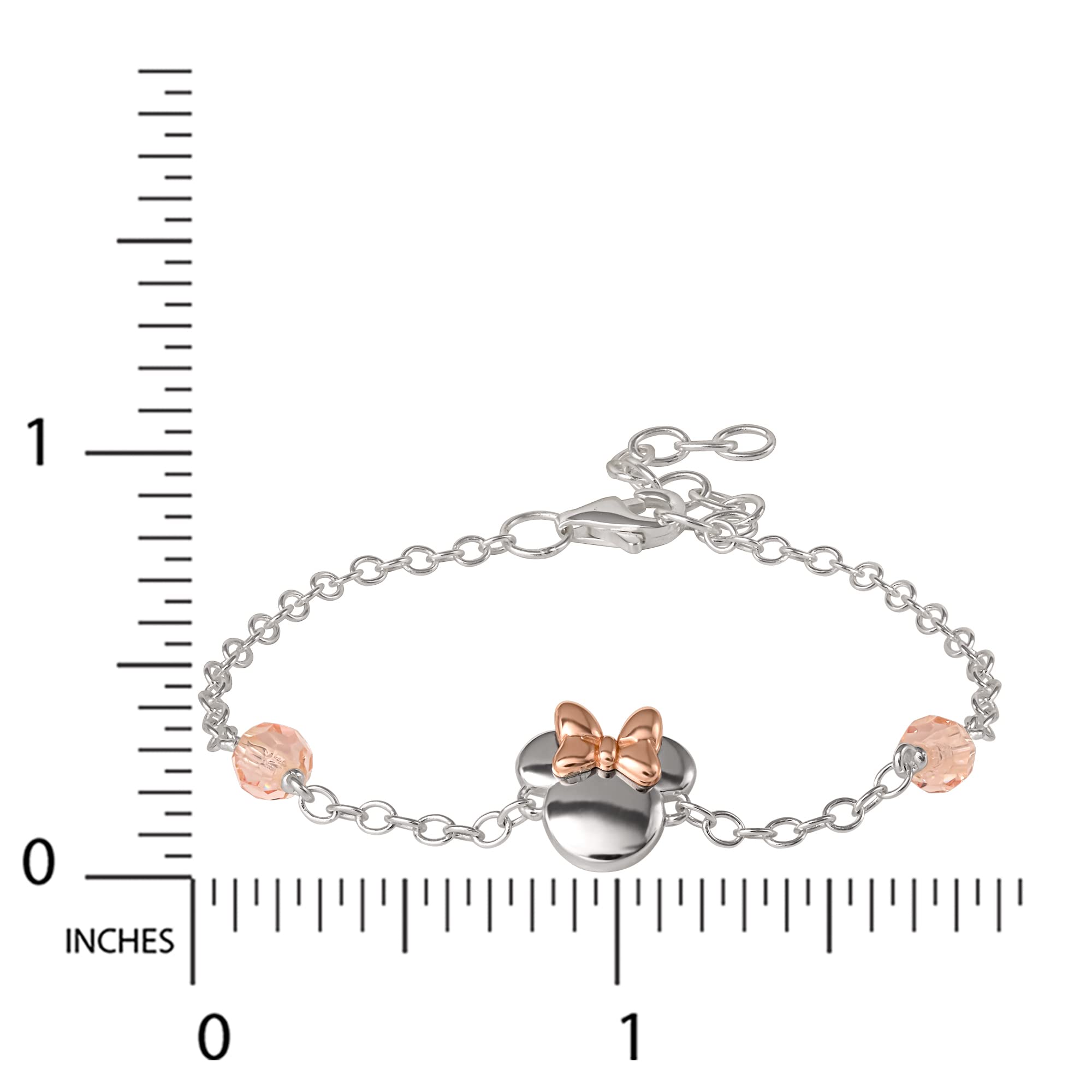 Disney Minnie Mouse Sterling Silver Pink Plated Girls Bracelet, 5.5