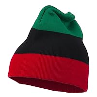 Pan African Colors Unisex Striped Beanie Skull Cap (Green Black Red)