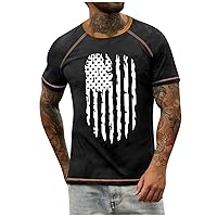 Mens T Shirt,4th of July Shirts for Men Casual Short Sleeve Summer Vintage Graphict T Shirt American Flag Print Tee