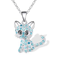 Easter Gifts for Girls Kitty Cat Pendant Necklace Jewelry for Women Girls Cat Lover Gifts Daughter Loved Necklace 18+2.4 inch Chain