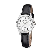 Regent Women's analogue Miyota 2035 watch with faux leather strap, 12111162, black/silver, Strap