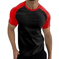 Baseball Shirts for Men Slim Fit Raglan Short Sleeve Crewneck Contrast Color T Shirts Bodybuilding Workout Muscle Tees