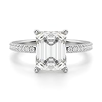 Riya Gems 3 CT Emerald Moissanite Engagement Ring Wedding Eternity Band Vintage Solitaire Halo Silver Jewelry Anniversary Promise Ring