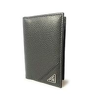 Prada Men's Vitello Micro Grain Grey Leather Vertical Card Holder 2MC101