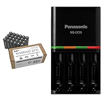 Eneloop Panasonic BK-3HCA24/CA Pro AA High-Capacity Ni-MH Pre-Charged Rechargeable Batteries & Panasonic BQ-CC55KSBHA Advanced pro Rechargeable Battery 4 Hour Quick Charger
