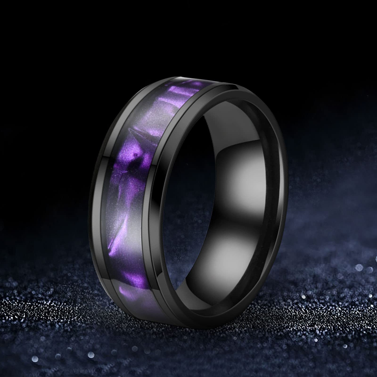 Stainless Steel Anxiety Ring for Women Men Size 6 13 Width 8MM 6 Color Exquisite Ring Black Sand Blasted Finished Silver Rings Sets