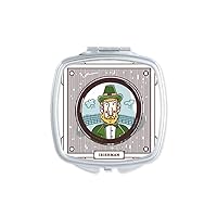 Irishman Green Husbandry Illustration Mirror Portable Compact Pocket Makeup Double Sided Glass