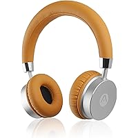 BT905 Lightweight Wireless Bluetooth Stereo On-Ear Metal Headphones with Elegant HD Audio, Leatherette Ear Cups and 12 Hour Battery, Tan