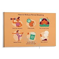 How to Reduce Period Bloating Posters Common Sense Menstrual Health for Women Poster Canvas Painting Posters And Prints Wall Art Pictures for Living Room Bedroom Decor 08x12inch(20x30cm) Frame-style