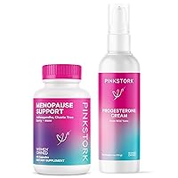 Pink Stork Menopause Supplement & Progesterone Cream for Women to Support Hormone Balance, Ashwagandha, Black Cohosh, & Wild Yam Bioidentical Progesterone, Hormonal & Mood Support, Duo