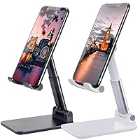 2 Pcs Cell Phone Stand, Adjustable Angle Height Phone Stand for Desk, Fully Foldable/Portable Phone Holder, Compatible for iPhone 14/13/12/Smartphones