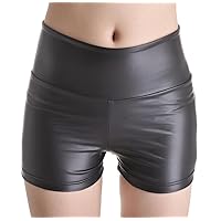 Fashion Faux Leather Shorts High Waist Hot Pants Black