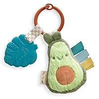 Itzy Ritzy Infant Toy & Teether - Itzy Pal Baby Teething Toy Includes Lovey, Crinkle Sound, Textured Ribbons & Silicone Teether Toy for Newborn (Avocado)