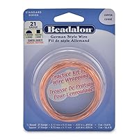 Beadalon Half Round Square Copper 21-Gauge Practice Wire, Round- 3m, Square- 5m