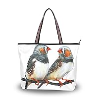 Birds White Pattern Shoulder Bag Top Handle Tote Bag Handbag for Women
