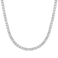 Richsteel Clear/Black 3mm Cubic Zirconia Tennis Chain Necklace for Women and Men 16/18 Inch Stainless Steel/Gold Plated Jewelry(with Gift Box)