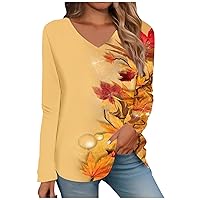 COTECRAM Womens Long Sleeve Tops Dressy Casual V Neck Shirts Plus Size Tunic Tops for Leggings Ladies Graphic Tees Blouses