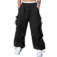 Mens Baggy Cargo Pants Casual Loose Fit Elastic Waist Cotton Twill Cargo  Pants