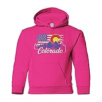 Threadrock Kids Colorado Mountains American Flag Youth Hoodie Sweatshirt