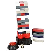 Wooden Dynamite Wobbling Tower by Small Foot – Fun Game with Wood Blocks, Dice & Timer – Fun for The Whole Family – Teaches Colors, Balance, Hand-Eye Coordination - Ages 3+ Years