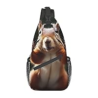 Squirrel Funny Animal Sling Bag Lightweight Crossbody Bag Shoulder Bag Chest Bag Travel Backpack for Women Men