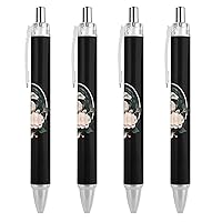 Snake Reptile Flowers Ballpoint Pens Black Ink Ball Point Pen Retractable Journaling Pen Work Pens for Men Women Office Supplies 4 PCS