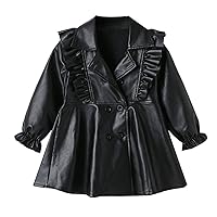 Floral Water Kids Girls Patchwork Long Sleeve PU Leather Dress Jacket Winter Coats Outer Outfits Clothes Girl