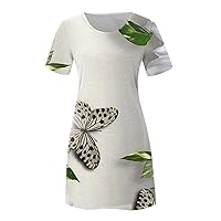 Tshirt Dress for Women 2023, Cross V Neck Cap Sleeve Sundress Wrap Belted Ruffle Hem Bodycon Tank Midi Dress