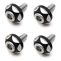 4Pcs 6mm Thread Dia Aluminum Alloy Decorative License Plate Bolt Screw Compatible with Most Car Motorcycle [P/N: USMT215-021]