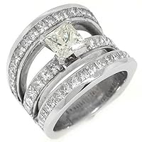 18k White Gold 5.77 Carats Princess Cut Diamond Engagement Ring
