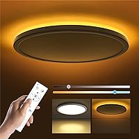 Matane 12in LED Flush Mount Ceiling Light Fixture with Remote Control, Nightlight 2000K Warm, 3000K-6500K Adjustable, Wired Low Profile Ceiling Lights for Bedroom, Kitchen, Living Room, White