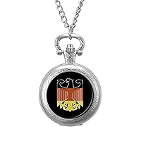 Coat Arms of German Flag Custom Pocket Watch Vintage Quartz Watches with Chain Birthday Gift for Women Men