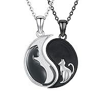 Yin Yang Jewelry Set 925 Sterling Silver Mountain/Wave/Koi/Rose Friendship Couples Pendant Necklace,Yin Yang Matching BFF Jewelry Gifts for Her Him