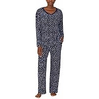Nautica Womens 2 Piece Stretch Fleece Pajama Set (X-Small, Blue)