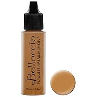 Belloccio's Professional Cosmetic Airbrush Makeup Foundation 1/2oz Bottle: Mocha- Medium-dark Yellow Undertones