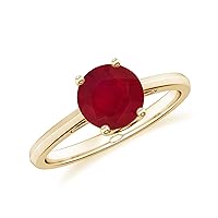 Natural Ruby Solitaire Ring for Women Girls in Sterling Silver / 14K Solid Gold/Platinum