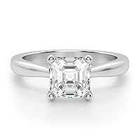 Riya Gems 2 CT Asscher Cut Colorless Moissanite Engagement Ring Wedding/Bridal Rings, Diamond Ring, Anniversary Solitaire Halo Accented Promise Vintage Antique Gold Silver Rings for Gift