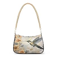 Shoulder Bags for Women Hummingbird Flowers Hobo Tote Handbag Small Clutch Purse with Zipper Closure