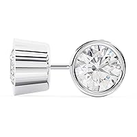 Brilliant Round Cut Solitaire Diamond Stud Earrings | Bezel Setting | 14k White Gold | 1.50 Carats