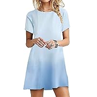 GRASWE Womens Casual Tunic T-Shirt Dress Short Sleeve Summer Solid/Floral Dress