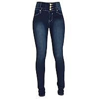 Andongnywell Women's Button Fly High Waist Skinnys Jeans High-Rise Denim Jean Exposed Button Elastic Stretch Jean