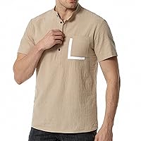Men's Muscle V Neck Polo Shirts Slim Fit Short Sleeve Cotton Golf T-Shirts Linen Soft Tees Lightweight Beach Tops