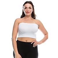 Kurve Women's Plus Size Bandeau - Basic Strapless Seamless Stretchy Tube Top, UV Protective Fabric UPF 50+ (Made in USA)