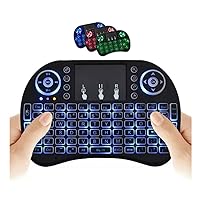 Wireless Mini Keyboard Remote Control Touchpad Mouse Combo Controller with RGB Backlit for Android TV Box Smart TV with OS+USB PC Computer Laptop Window OS HTPC Home Theater PC + USB 2.4GHz Dongle