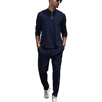 FZNHQL Fashion Men's Tracksuits 2 Piece Casual Athletic Jogging Outfits Short/Long Sleeve Track Suits for Men Set